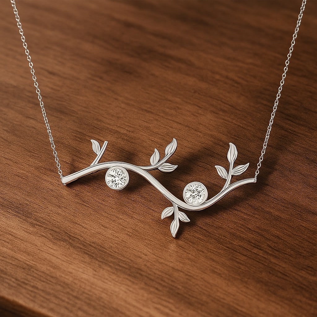 Lab Grown Diamond 92.5 Sterling Silver Necklace: Lab Grown Diamond 92.5 Sterling Silver Necklace Gemstone Shape : Round Gemstone Size : 4 MM Gemstone Quantity : 2 Pieces Diamond Type : Lab Grown Diamond Shape : Round Diamond Color : D-E