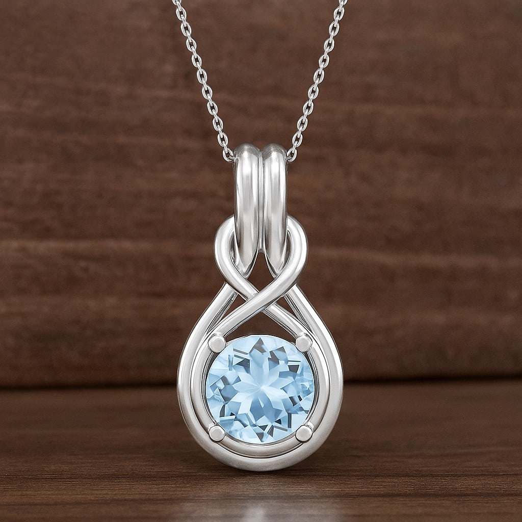 Natural Aquamarine Gemstone 92.5 Sterling Silver Pendant with Chain: Natural Aquamarine Gemstone 92.5 Sterling Silver Pendant with Chain Gemstone Shape : Round Gemstone Size : 7 MM Gemstone Quantity : 1 Piece Metal : Silver Metal Purity : 92.5 Sterling Silver Pe