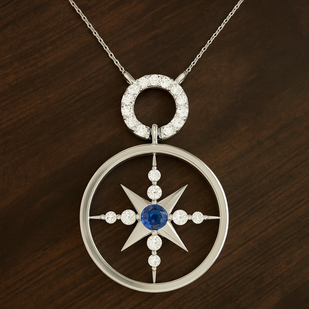 Natural Blue Sapphire & Diamond 92.5 Sterling Silver Pendant with Chain: Natural Blue Sapphire & Diamond 92.5 Sterling Silver Pendant with Chain Gemstone Shape : Round Gemstone Size : 3 MM Gemstone Quantity : 1 Piece Diamond Type : Lab Grown Diamond Shape : Round Di