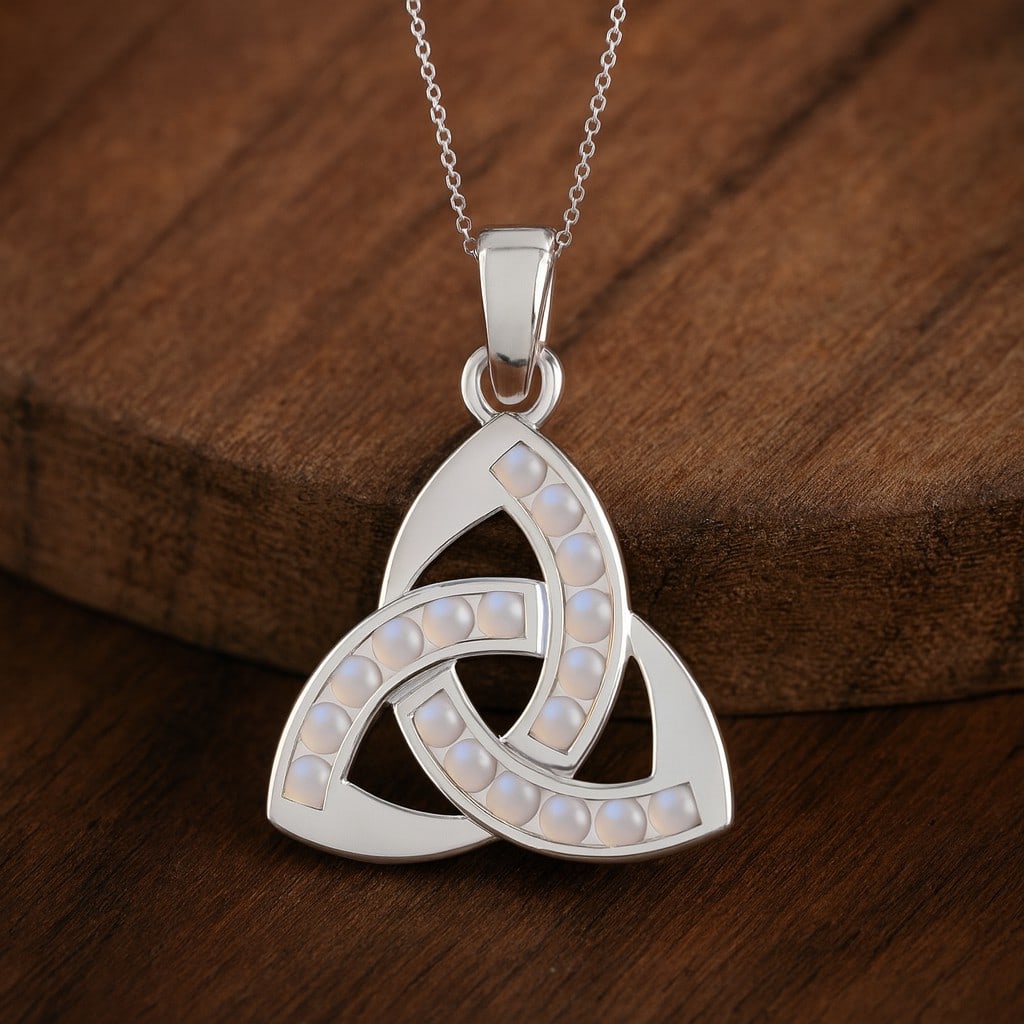 Natural Moonstone Gemstone 92.5 Sterling Silver Pendant with Chain: Natural Moonstone Gemstone 92.5 Sterling Silver Pendant with Chain Gemstone Shape : Round Gemstone Size : 1.8 MM Gemstone Quantity : 18 Pieces Metal : Silver Metal Purity : 92.5 Sterling Silver