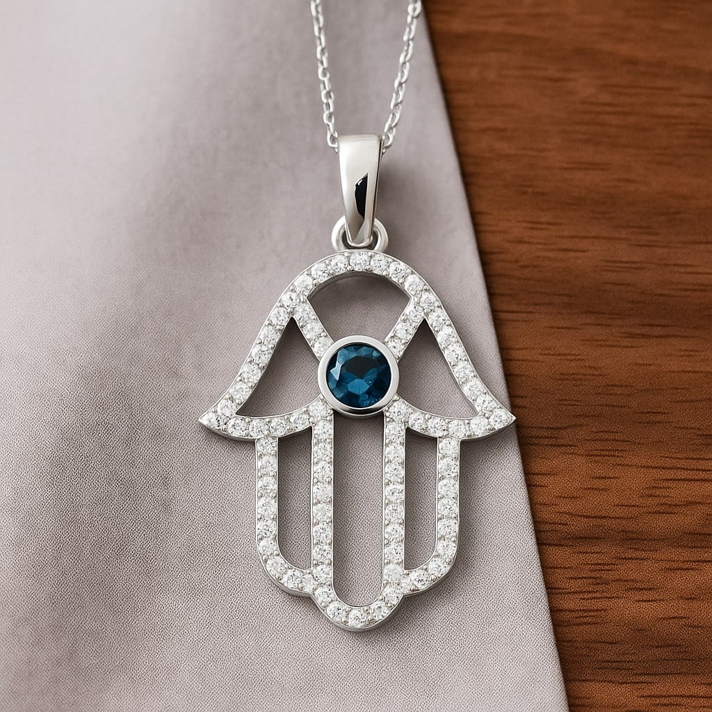 Natural London Blue Topaz & Diamond 92.5 Sterling Silver Pendant with Chain: Natural London Blue Topaz & Diamond 92.5 Sterling Silver Pendant with Chain Gemstone Shape : Round Gemstone Size : 3.5 MM Gemstone Quantity : 1 Piece Diamond Type : Lab Grown Diamond Shape : Round