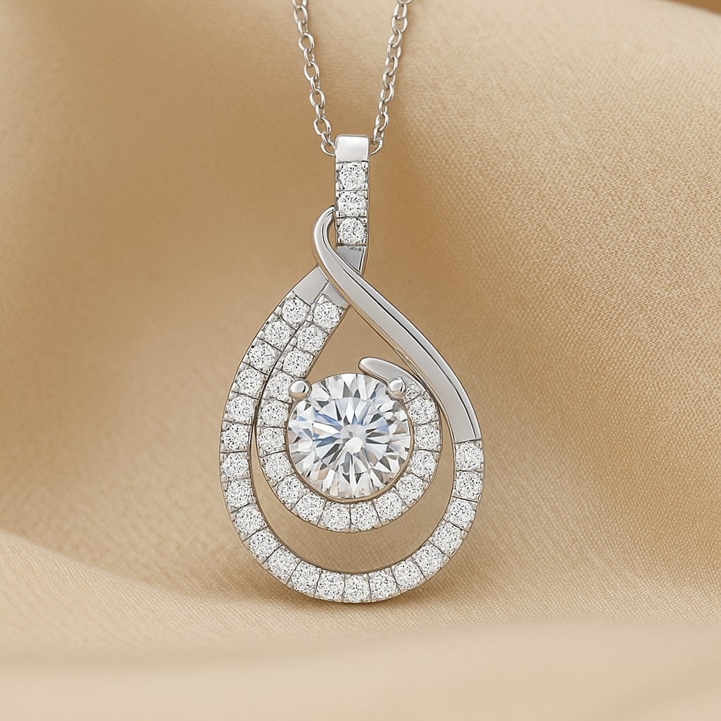 Lab Grown Diamond 92.5 Sterling Silver Pendant with Chain: Lab Grown Diamond 92.5 Sterling Silver Pendant with Chain Gemstone Shape : Round Gemstone Size : 5 MM Gemstone Quantity : 1 Piece Diamond Type : Lab Grown Diamond Shape : Round Diamond Color :
