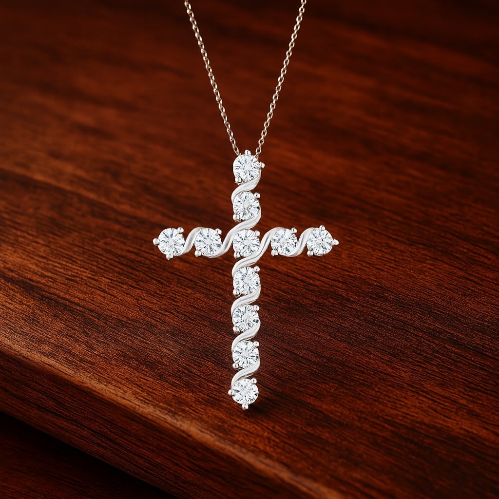 Lab Grown Diamond 92.5 Sterling Silver Pendant with Chain: Lab Grown Diamond 92.5 Sterling Silver Pendant with Chain Gemstone Shape : Round Gemstone Size : 2.6 MM Gemstone Quantity : 11 Pieces Diamond Type : Lab Grown Diamond Shape : Round Diamond Colo