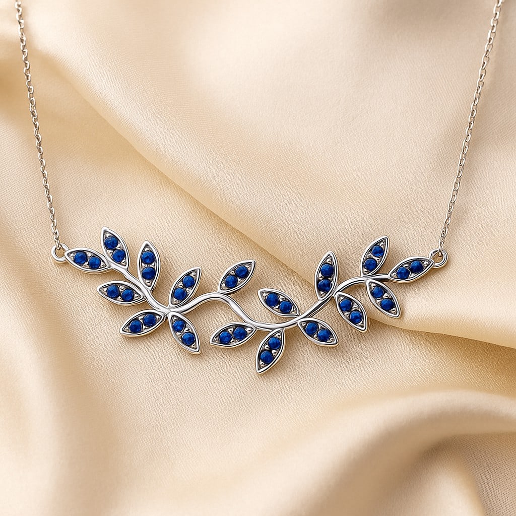 Natural Blue Sapphire Gemstone 92.5 Sterling Silver Necklace: Natural Blue Sapphire Gemstone 92.5 Sterling Silver Necklace Gemstone Shape : Round Gemstone Size : 1.4 MM Gemstone Quantity : 34 Pieces Metal : Silver Metal Purity : 92.5 Sterling Silver Penda