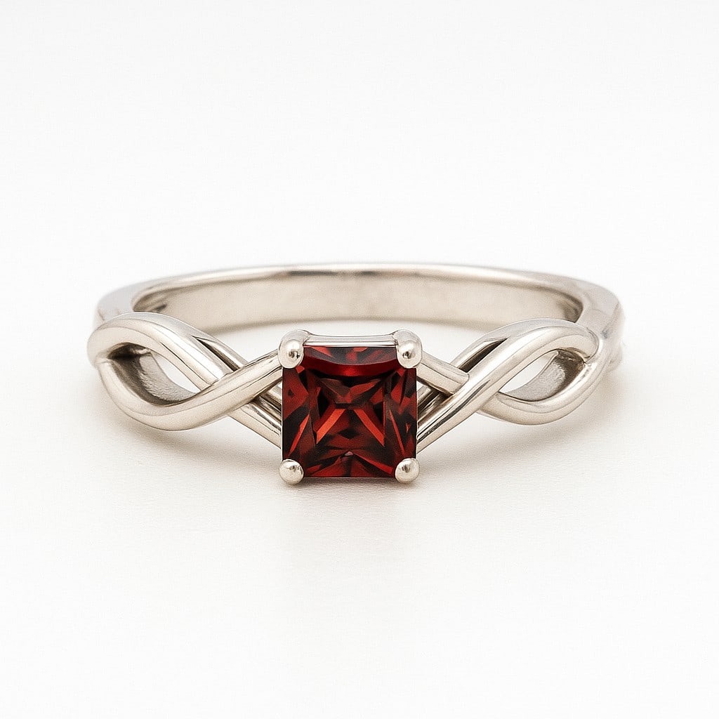 Natural Garnet Gemstone 92.5 Sterling Silver Ring (1 of 7)