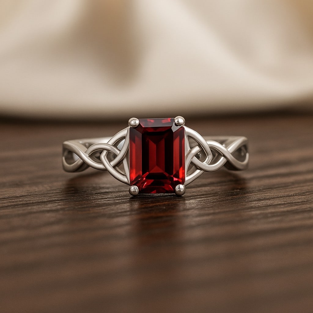 Natural Garnet Gemstone 92.5 Sterling Silver Ring: Natural Garnet Gemstone 92.5 Sterling Silver Ring Jewelry Type : Ring Gemstone : Natural Garnet Gemstone Shape : Emerald Gemstone Size : 8x6 MM Gemstone Quantity : 1 Piece Metal : Silver<
