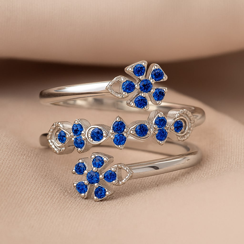 Natural Blue Sapphire Gemstone 92.5 Sterling Silver Ring: Natural Blue Sapphire Gemstone 92.5 Sterling Silver Ring Jewelry Type : Ring Gemstone : Natural Blue Sapphire Gemstone Shape : Round Gemstone Size : 1.7 MM, 1.5 MM Gemstone Quantity : 2 Pieces, 20