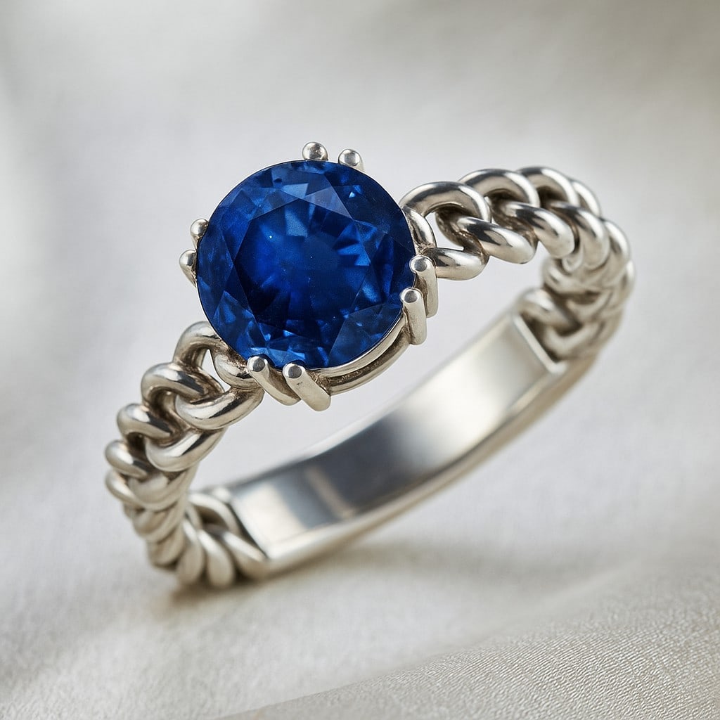 Natural Blue Sapphire Gemstone 92.5 Sterling Silver Ring: Natural Blue Sapphire Gemstone 92.5 Sterling Silver Ring Jewelry Type : Ring Gemstone : Natural Blue Sapphire Gemstone Shape : Round Gemstone Size : 8 MM Gemstone Quantity : 1 Piece Metal :