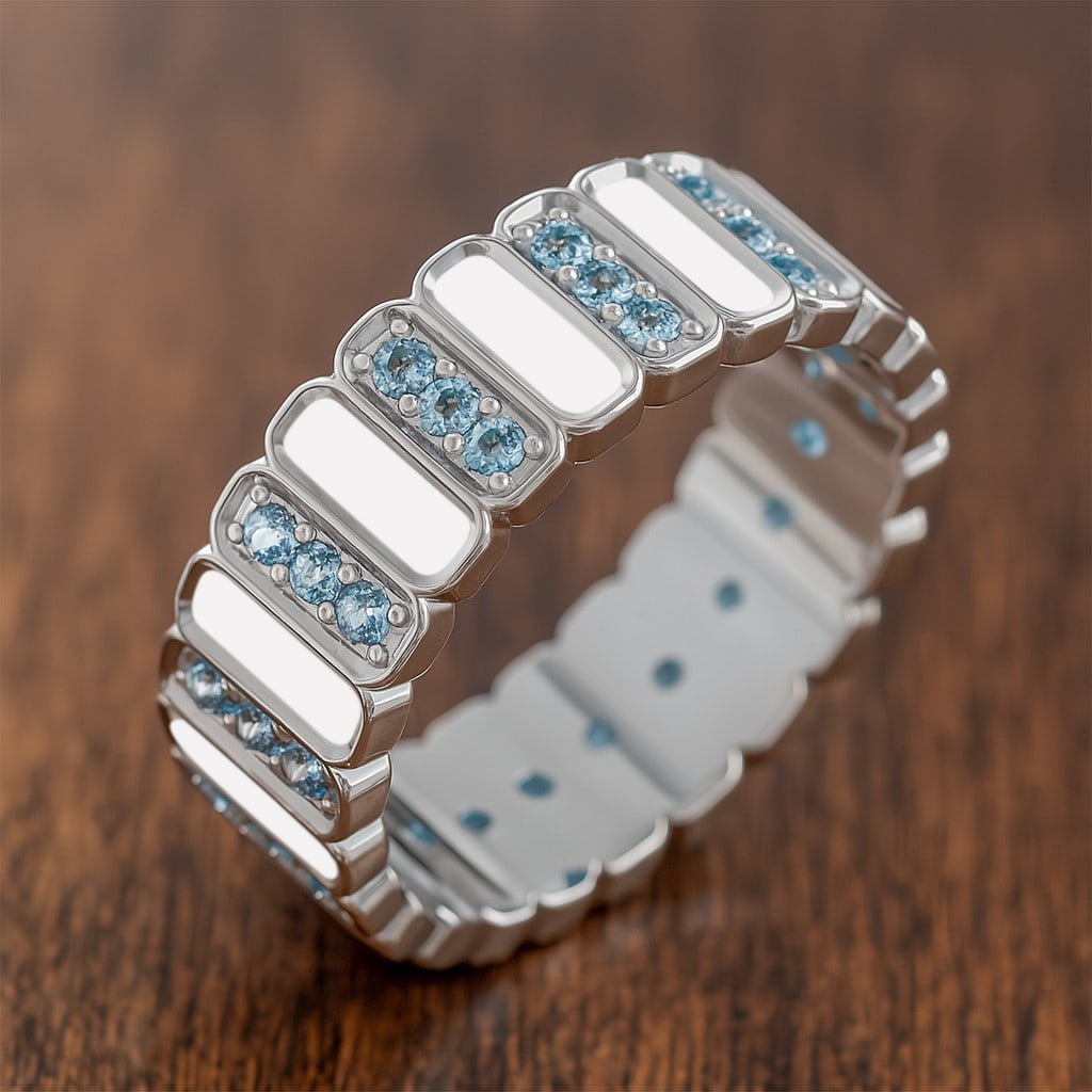 Natural Aquamarine Gemstone 92.5 Sterling Silver Ring: Natural Aquamarine Gemstone 92.5 Sterling Silver Ring Jewelry Type : Ring Gemstone : Natural Aquamarine Gemstone Shape : Round Gemstone Size : 1.5 MM Gemstone Quantity : 36 Pieces Metal : <