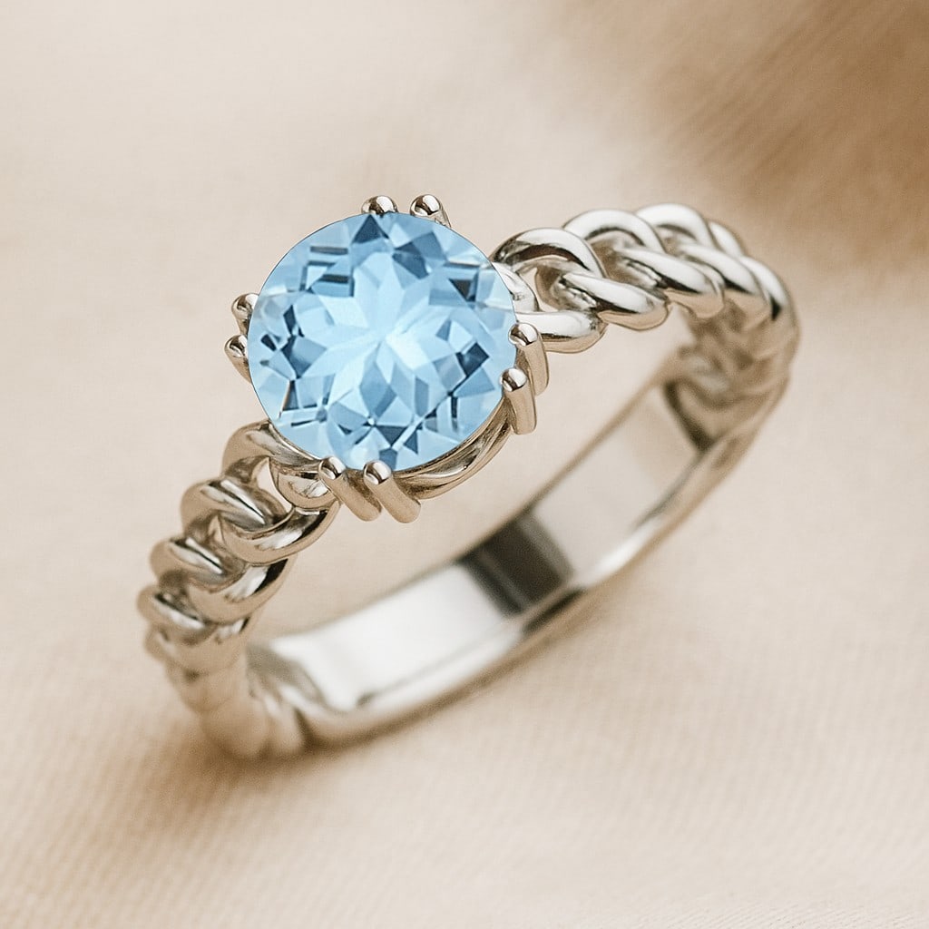 Natural Aquamarine Gemstone 92.5 Sterling Silver Ring: Natural Aquamarine Gemstone 92.5 Sterling Silver Ring Jewelry Type : Ring Gemstone : Natural Aquamarine Gemstone Shape : Round Gemstone Size : 8 MM Gemstone Quantity : 1 Piece Metal : Sil