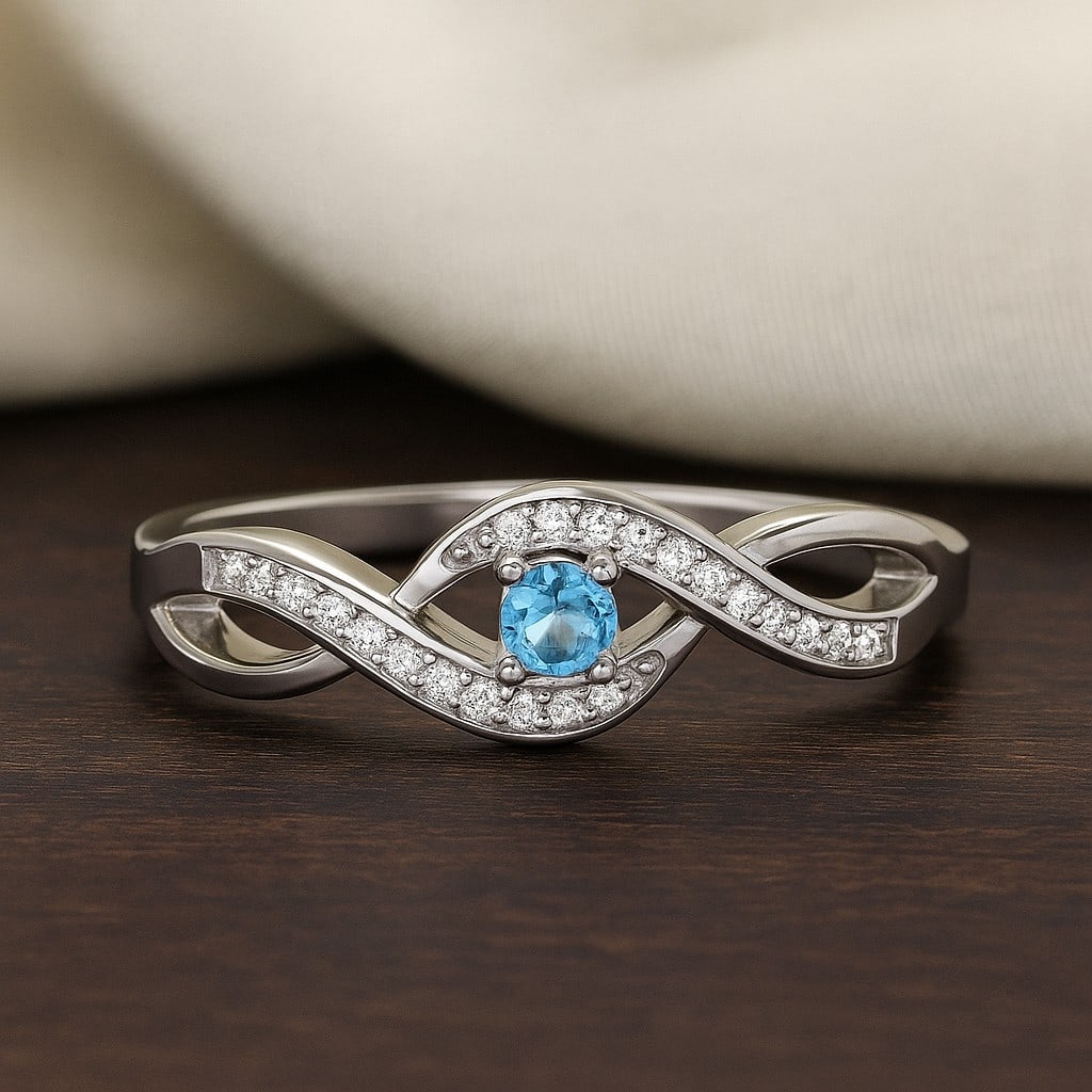 Natural Aquamarine Gemstone & Lab Grown Diamonds Silver Ring: Natural Aquamarine Gemstone & Lab Grown Diamonds Silver Ring Jewelry Type : Ring Gemstone : Natural Aquamarine Gemstone Shape : Round Gemstone Size : 2.2 MM Gemstone Quantity : 1 Piece Diamo