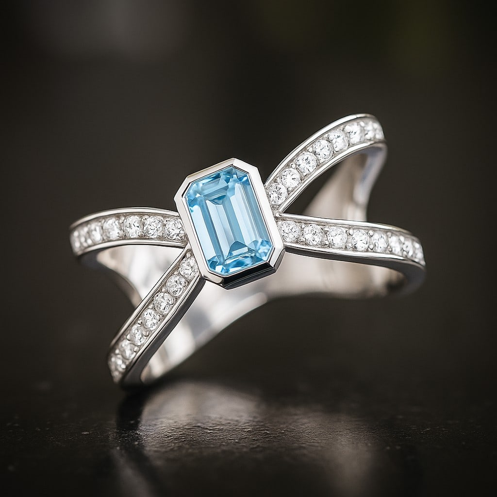 Natural Aquamarine Gemstone & Lab Grown Diamonds Silver Ring: Natural Aquamarine Gemstone & Lab Grown Diamonds Silver Ring Jewelry Type : Ring Gemstone : Natural Aquamarine Gemstone Shape : Emerald Gemstone Size : 6x4 MM Gemstone Quantity : 1 Piece Dia