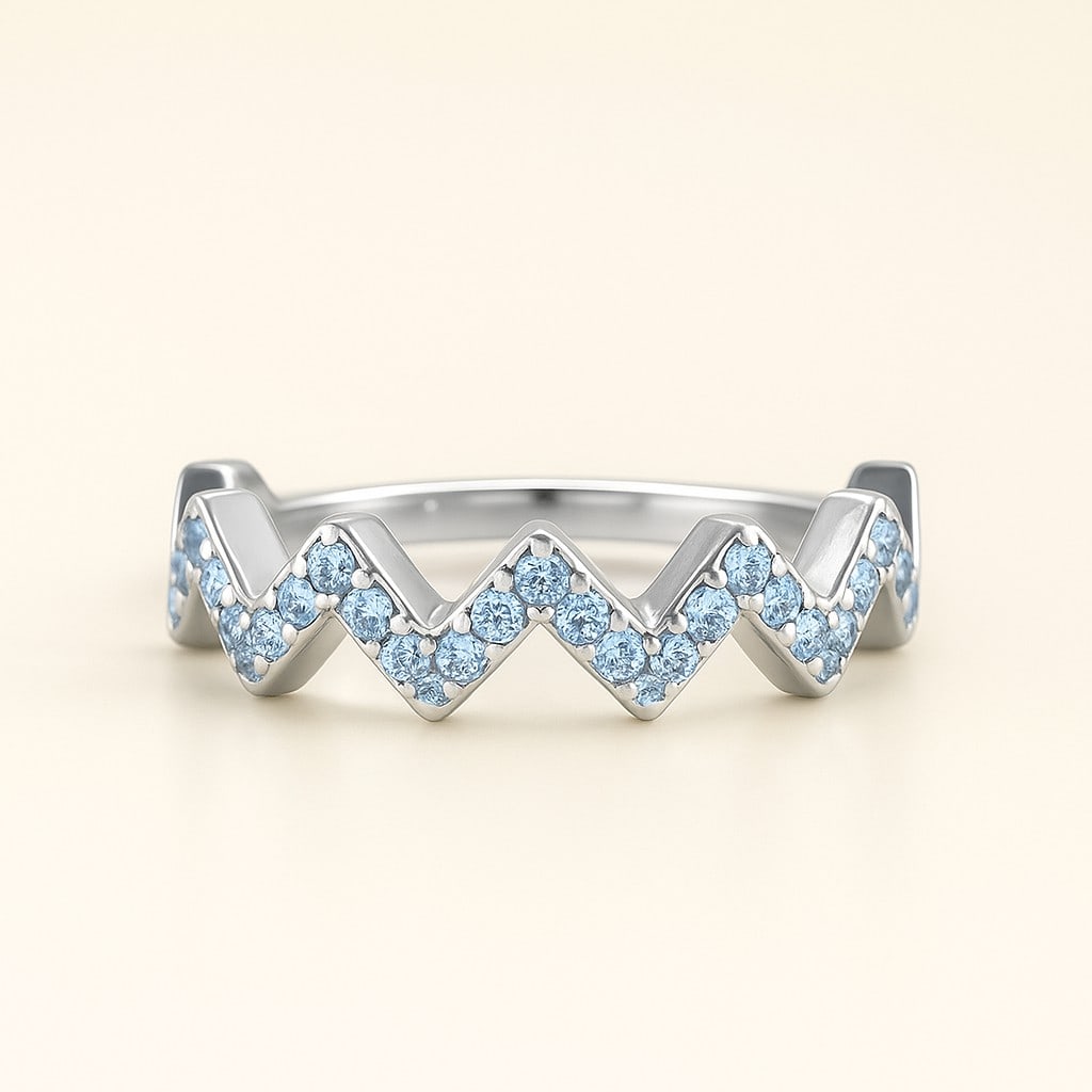 Natural Aquamarine Gemstone & Lab Grown Diamonds Silver Ring: Natural Aquamarine Gemstone & Lab Grown Diamonds Silver Ring Jewelry Type : Ring Gemstone : Natural Aquamarine Gemstone Shape : Round Gemstone Size : 1.1 MM Gemstone Quantity : 31 Pieces Met