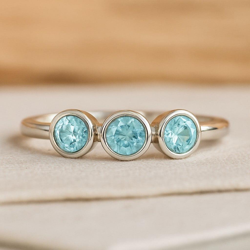 Natural Aquamarine Gemstone 92.5 Sterling Silver Ring: Natural Aquamarine Gemstone 92.5 Sterling Silver Ring Jewelry Type : Ring Gemstone : Natural Aquamarine Gemstone Shape : Round Gemstone Size : 3.5 MM Gemstone Quantity : 3 Pieces Metal :
