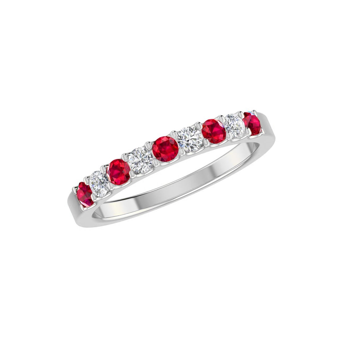 Natural Ruby Gemstone & Lab Grown Diamonds Silver Ring - 2