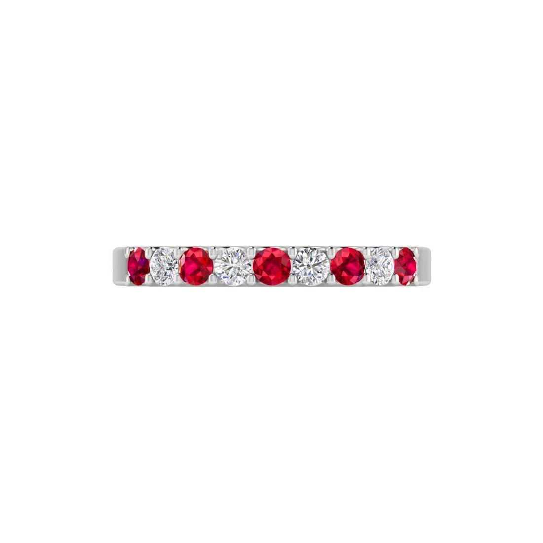Natural Ruby Gemstone & Lab Grown Diamonds Silver Ring - 4