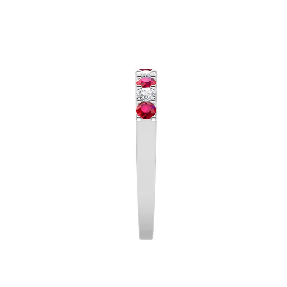 Natural Ruby Gemstone & Lab Grown Diamonds Silver Ring - 5