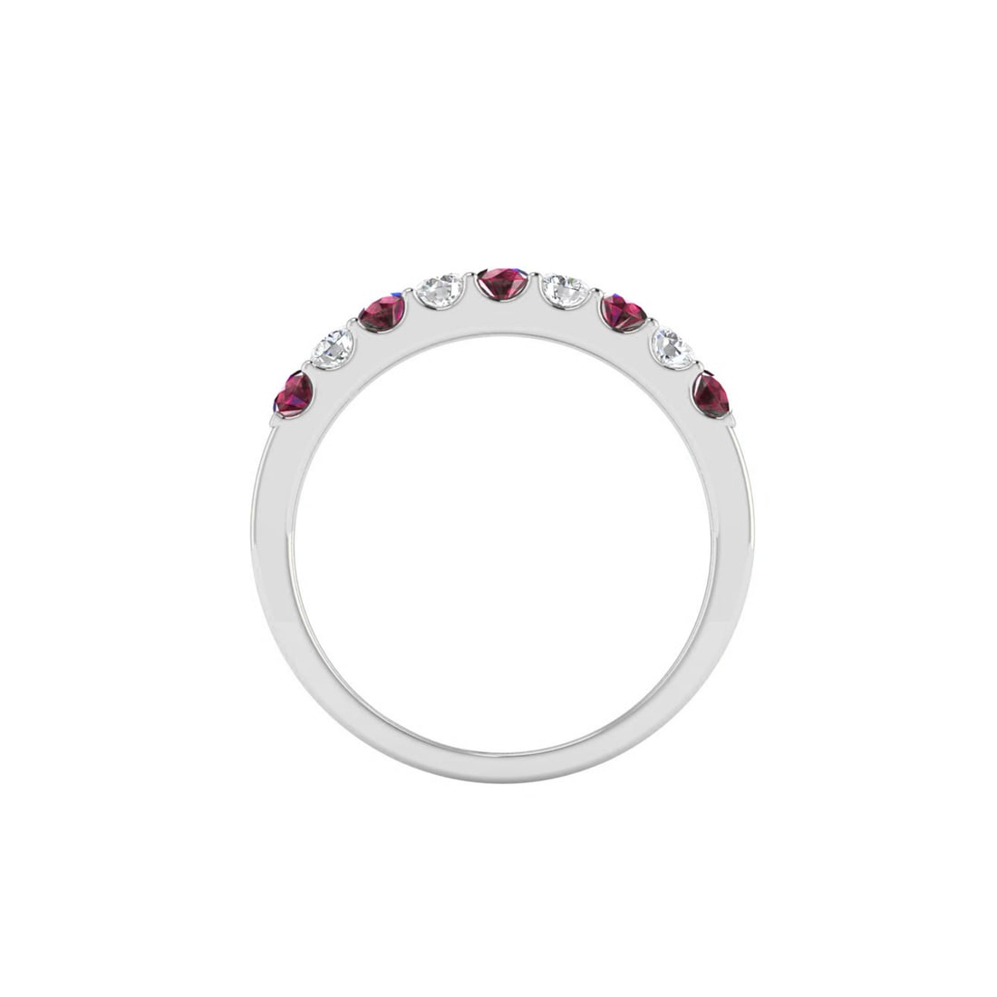 Natural Ruby Gemstone & Lab Grown Diamonds Silver Ring - 6