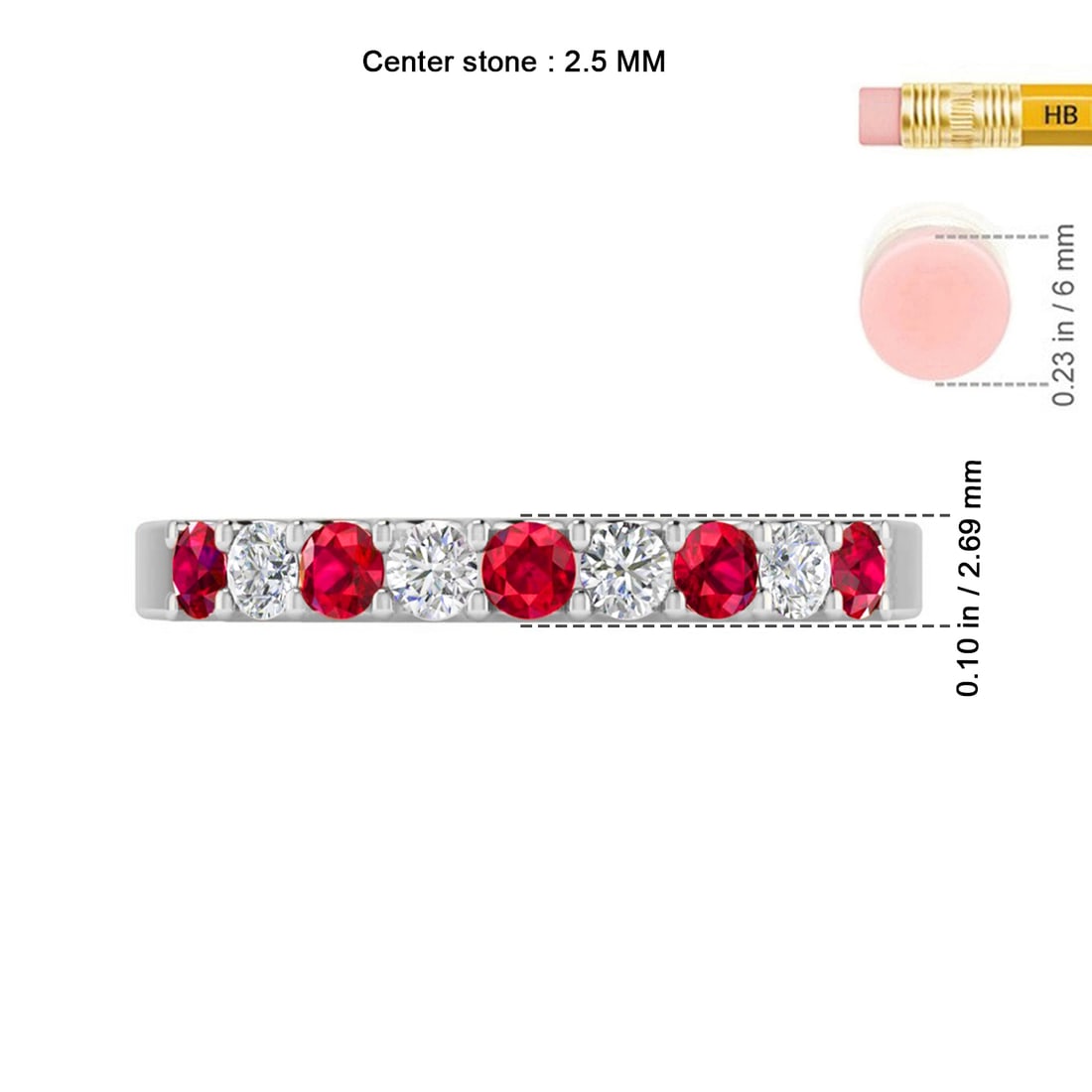 Natural Ruby Gemstone & Lab Grown Diamonds Silver Ring - 7