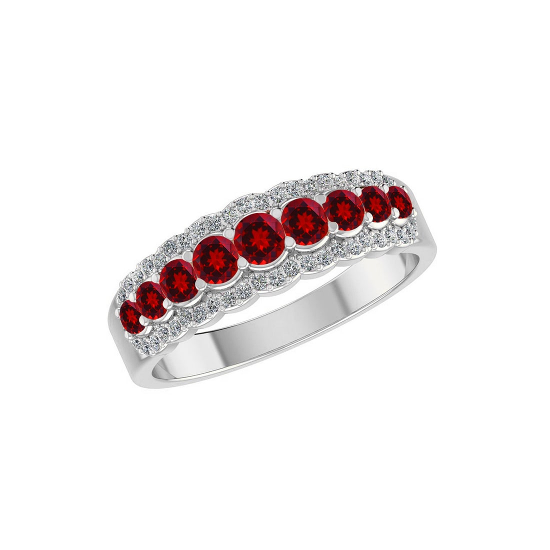 Natural Ruby Gemstone & Lab Grown Diamonds Silver Ring - 2