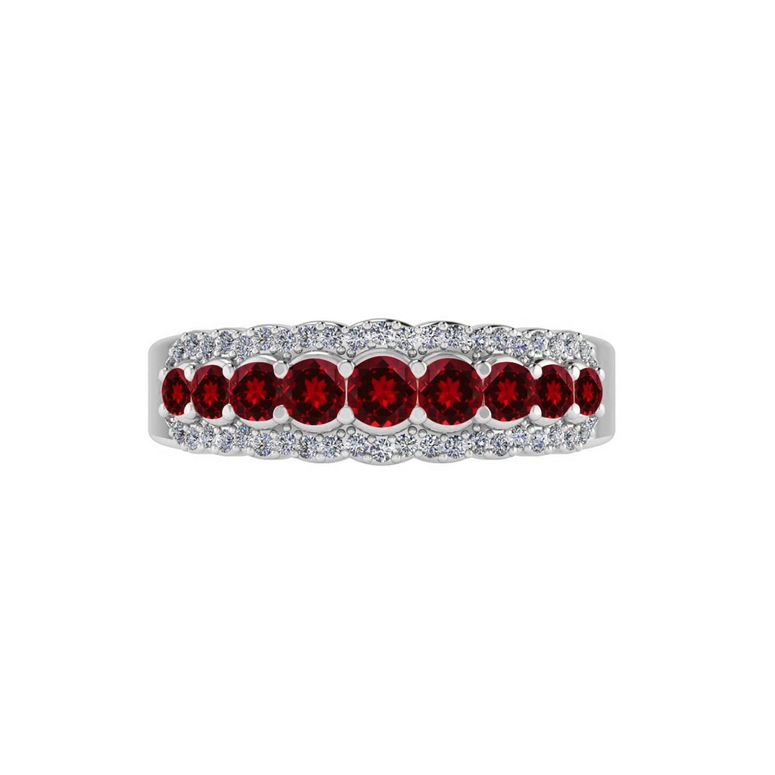 Natural Ruby Gemstone & Lab Grown Diamonds Silver Ring - 4