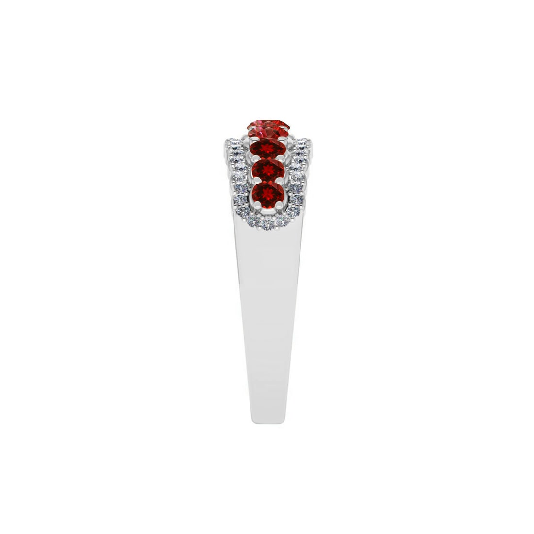 Natural Ruby Gemstone & Lab Grown Diamonds Silver Ring - 5