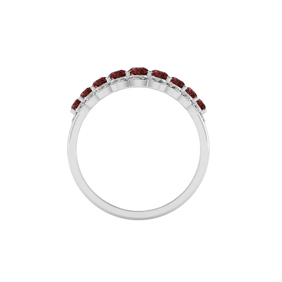 Natural Ruby Gemstone & Lab Grown Diamonds Silver Ring - 6