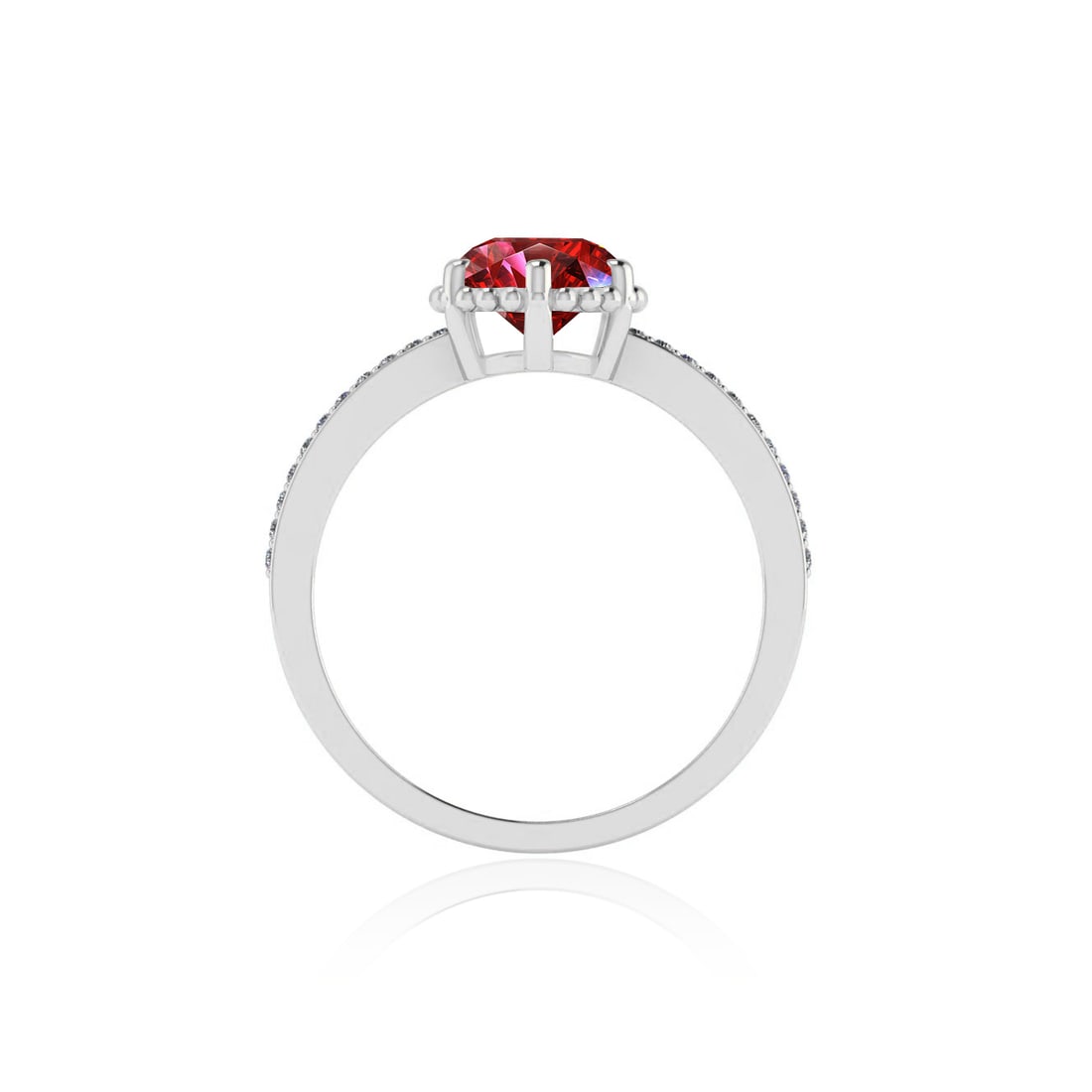 Natural Ruby Gemstone & Lab Grown Diamonds Silver Ring - 6