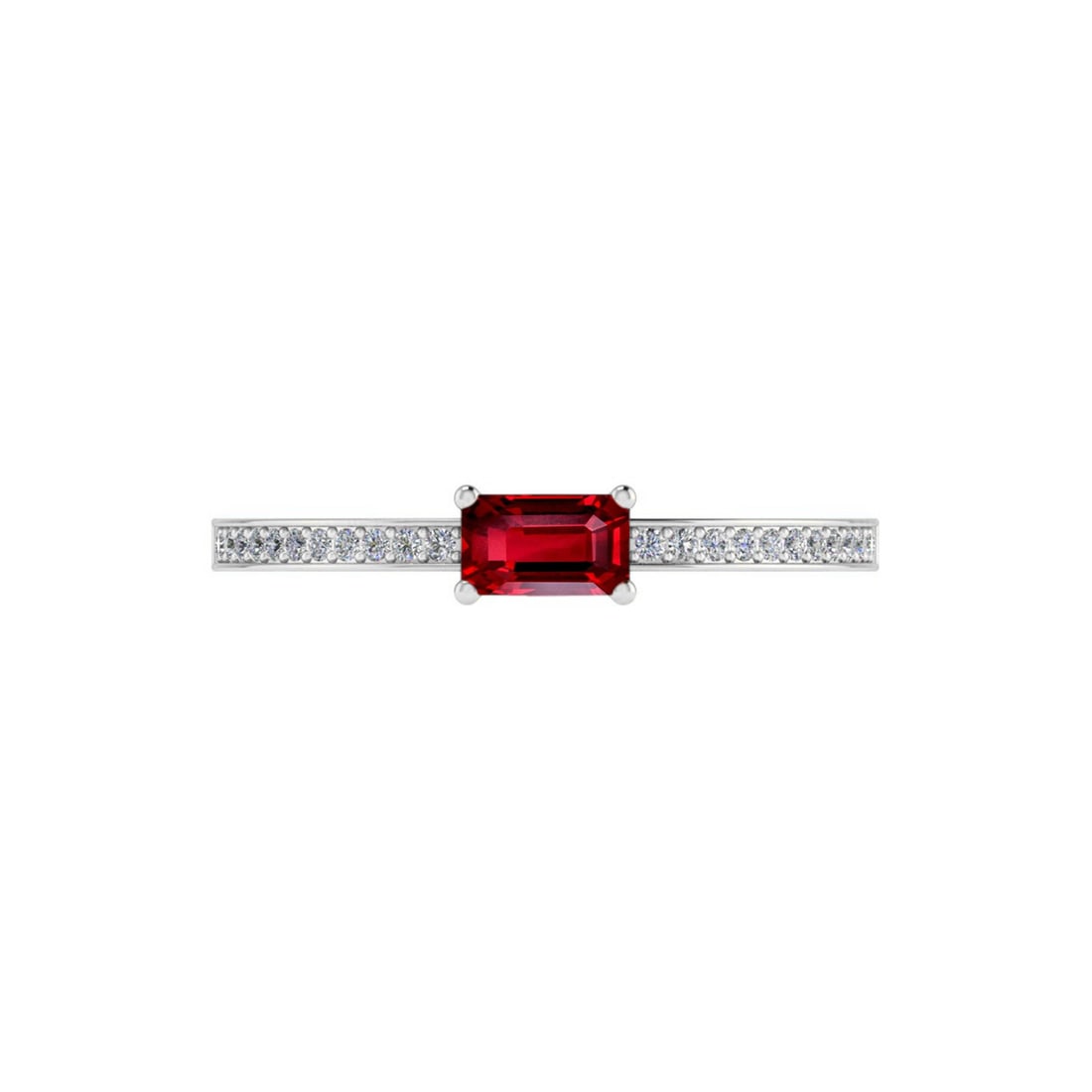 Natural Ruby Gemstone & Lab Grown Diamonds Silver Ring - 4