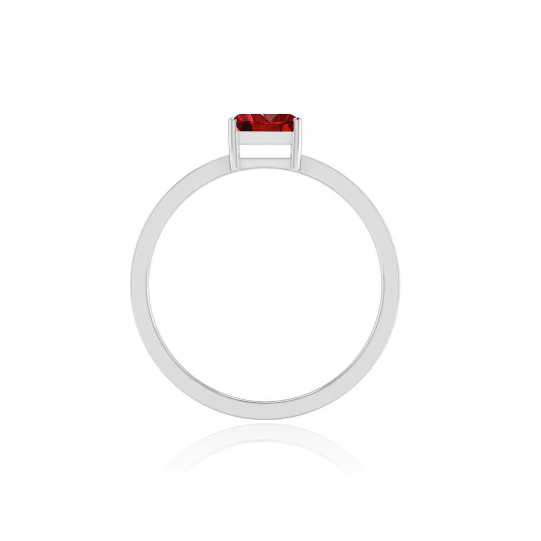 Natural Ruby Gemstone & Lab Grown Diamonds Silver Ring - 6