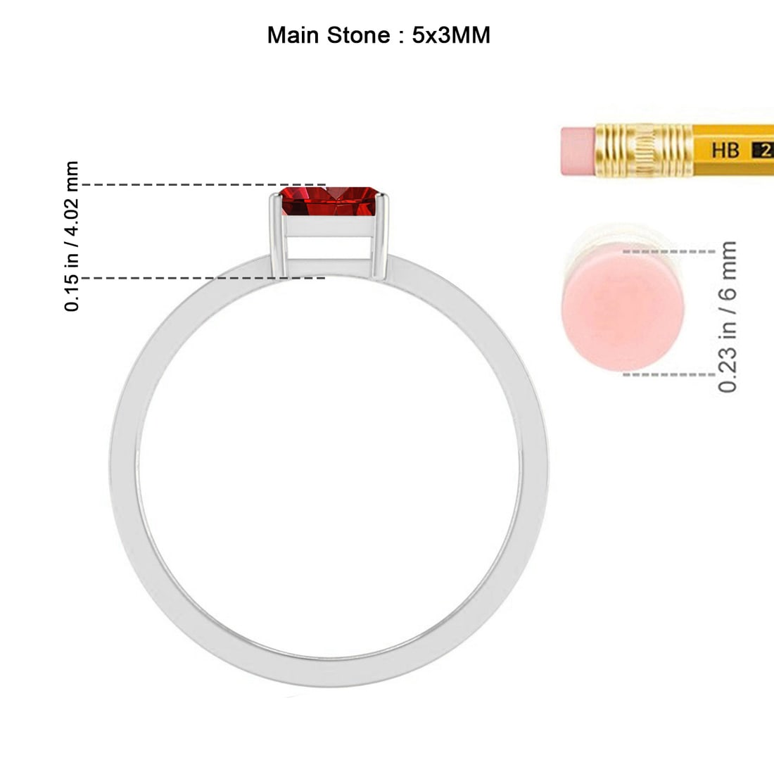 Natural Ruby Gemstone & Lab Grown Diamonds Silver Ring - 7