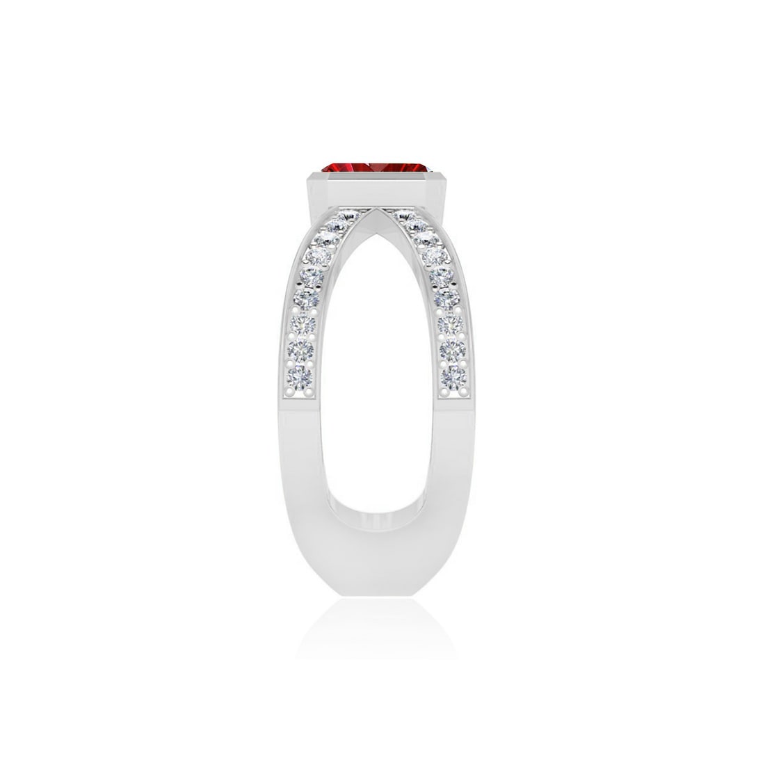 Natural Ruby Gemstone & Lab Grown Diamonds Silver Ring - 5