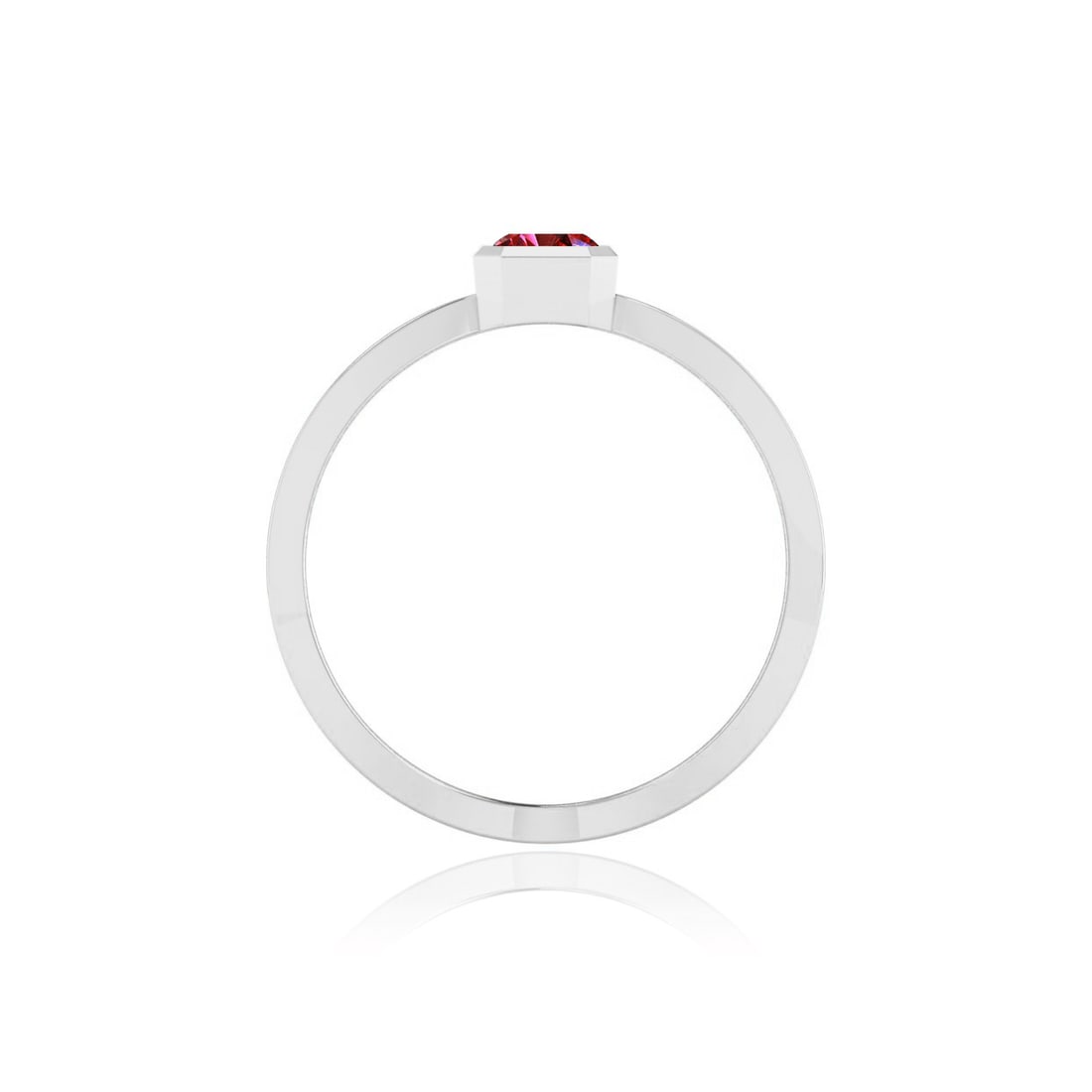 Natural Ruby Gemstone & Lab Grown Diamonds Silver Ring - 6