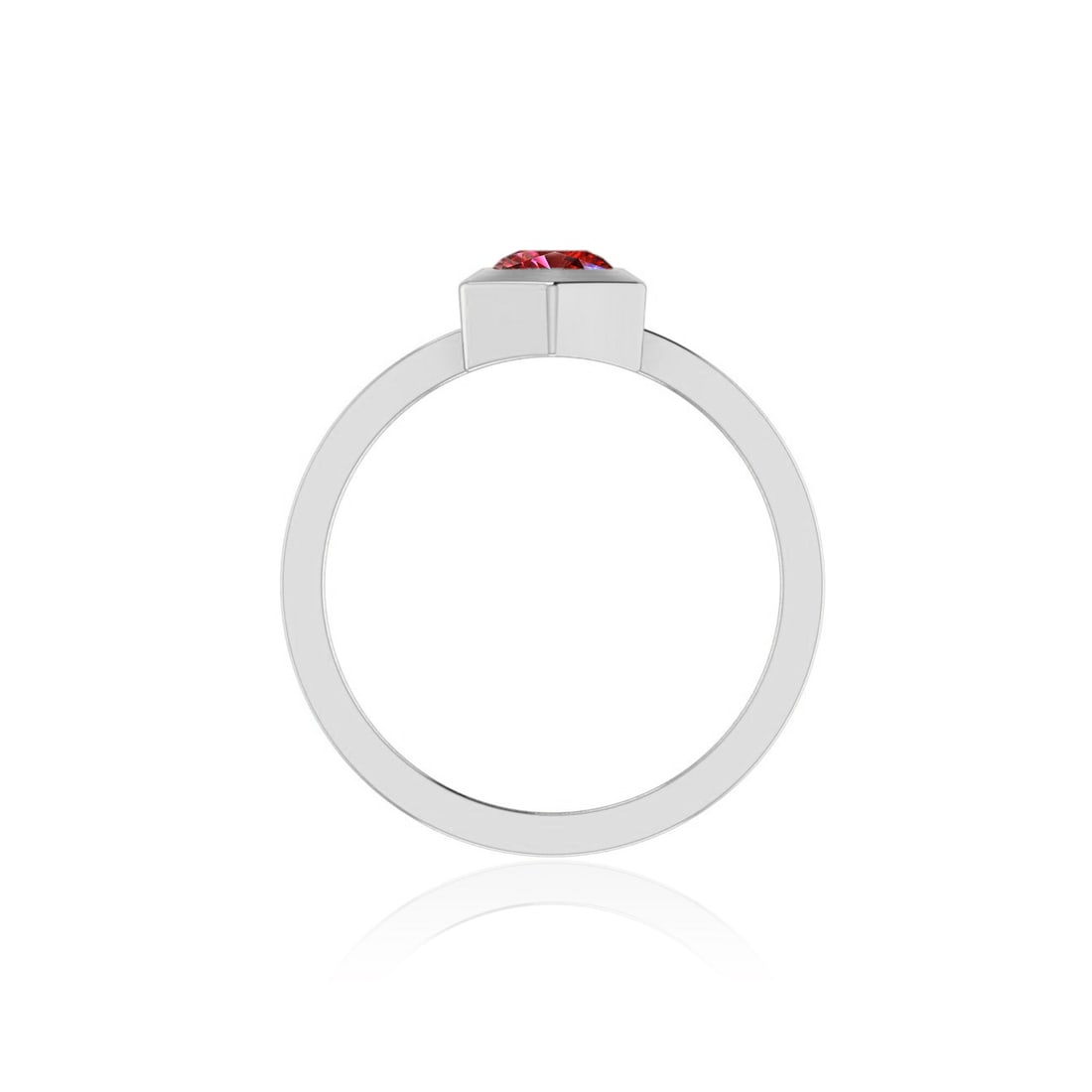 Natural Ruby Gemstone & Lab Grown Diamonds Silver Ring - 6