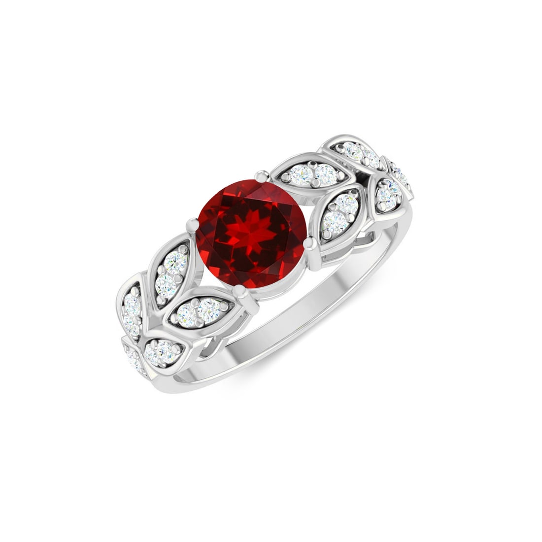 Natural Ruby Gemstone & Lab Grown Diamonds Silver Ring - 2