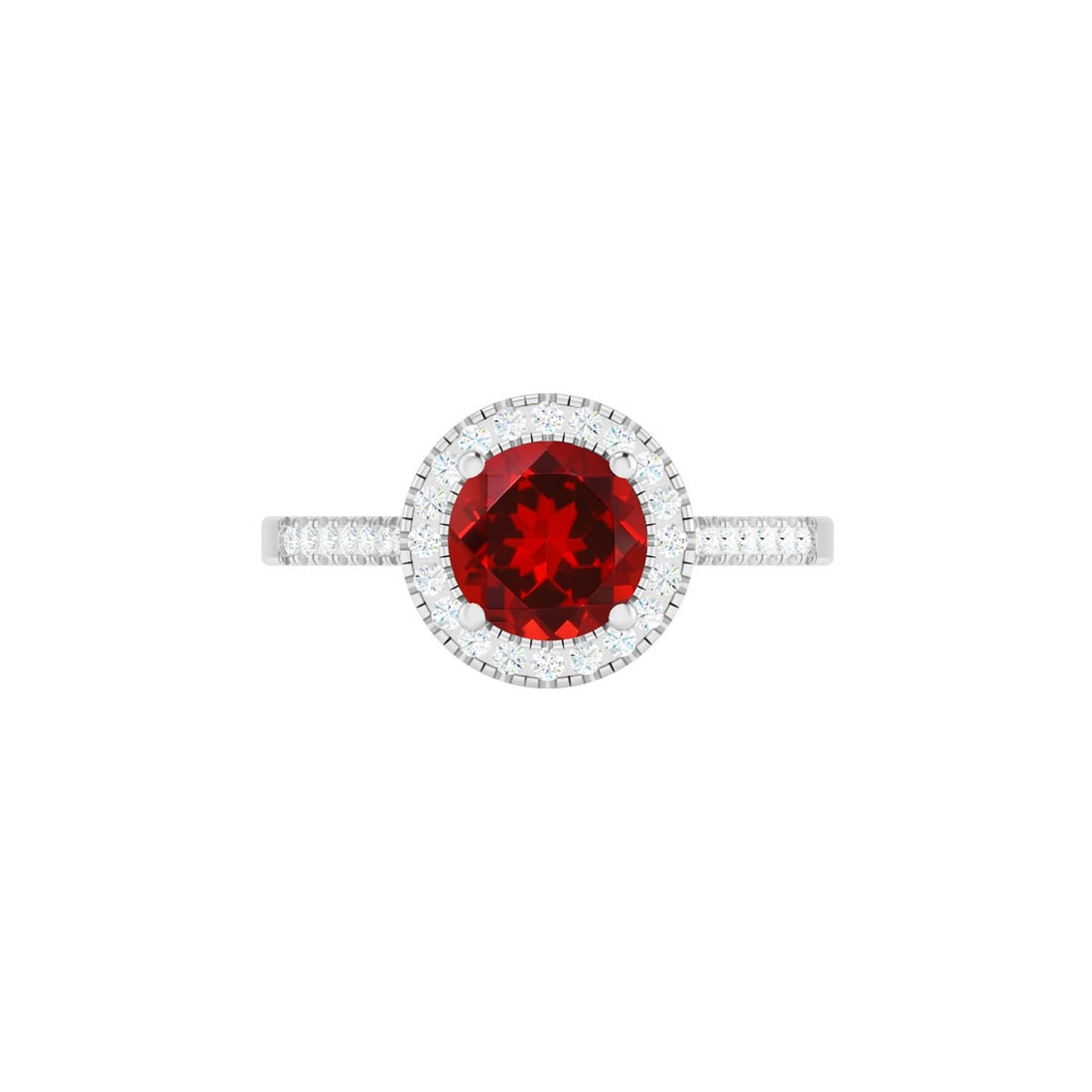 Natural Ruby Gemstone & Lab Grown Diamonds Silver Ring - 3