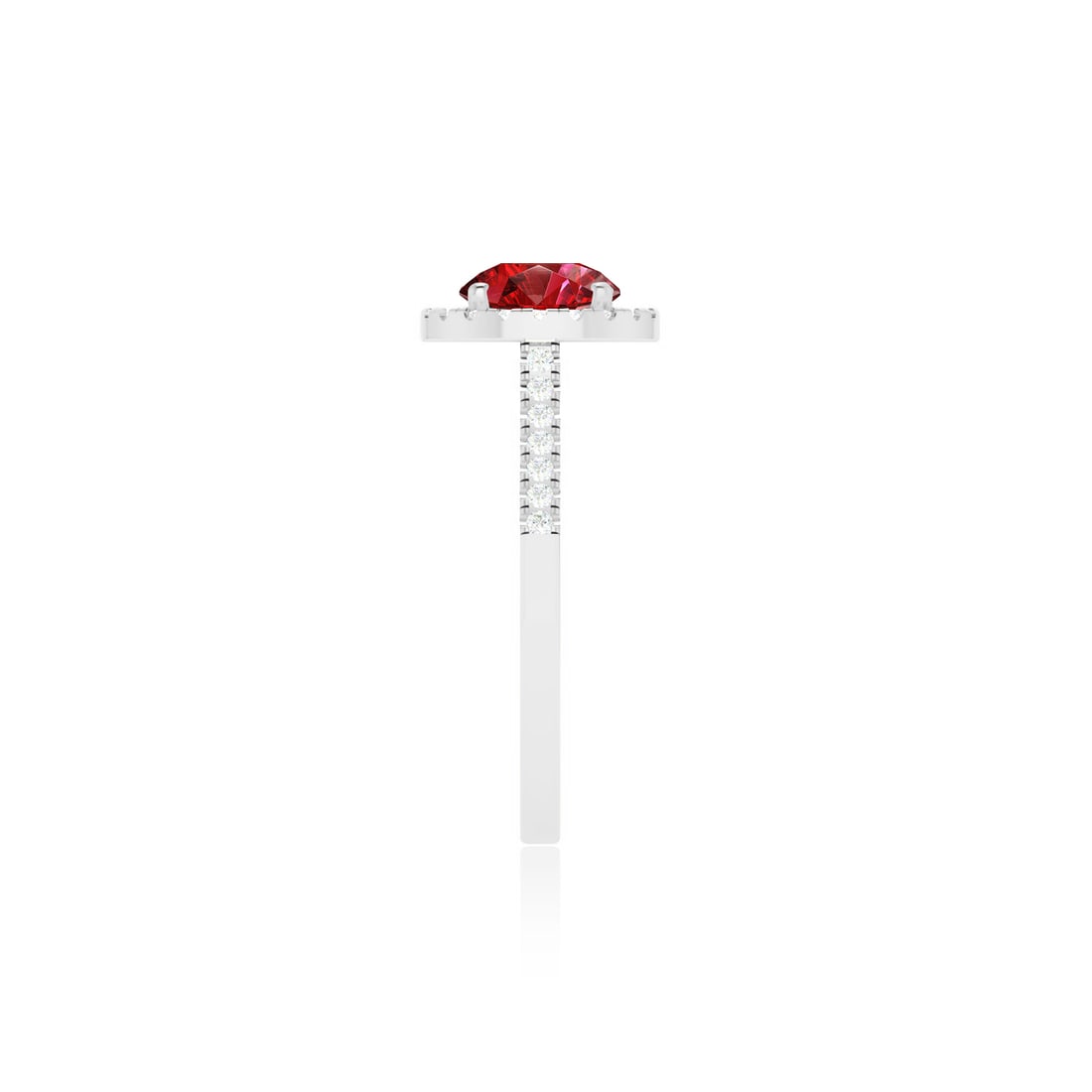 Natural Ruby Gemstone & Lab Grown Diamonds Silver Ring - 4