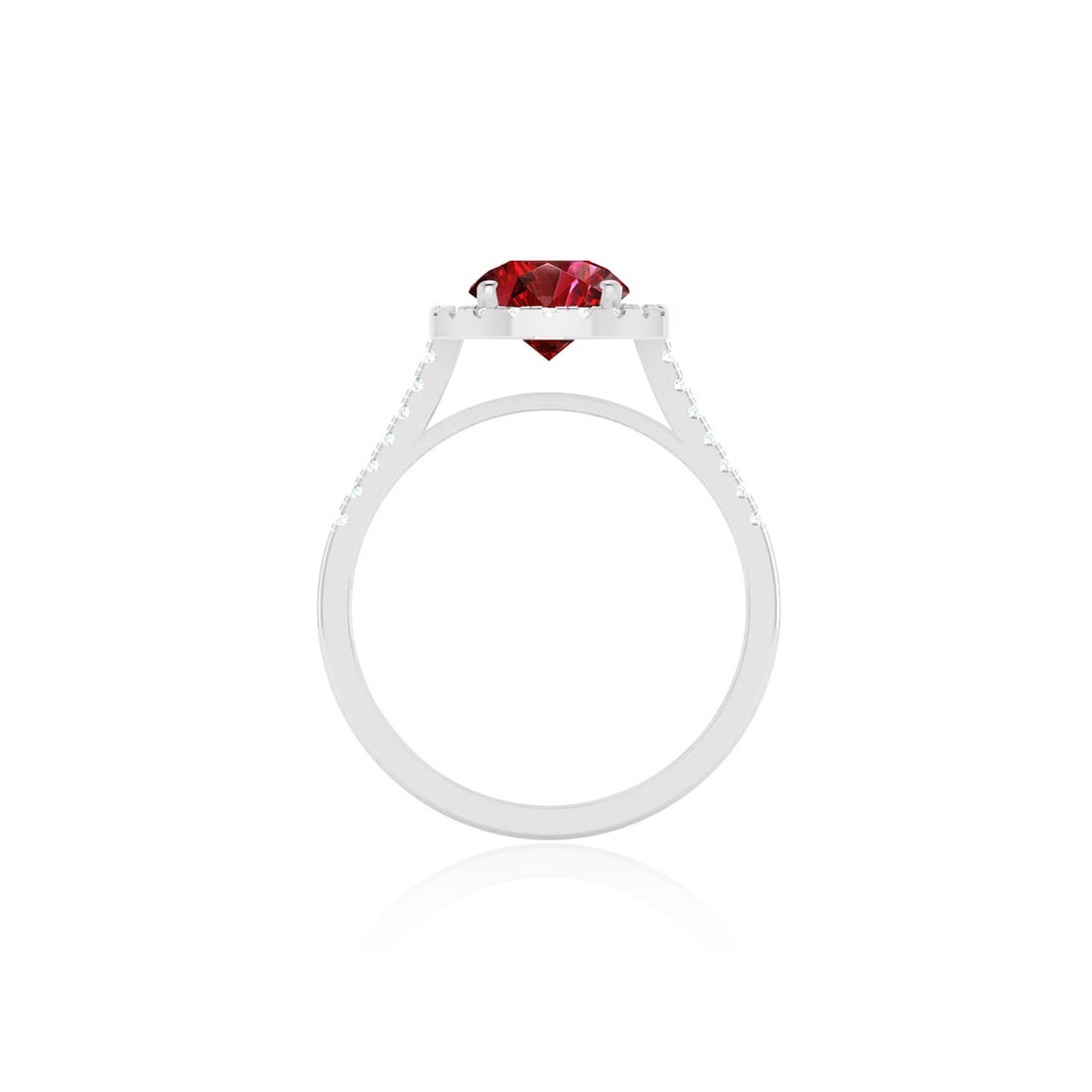 Natural Ruby Gemstone & Lab Grown Diamonds Silver Ring - 5