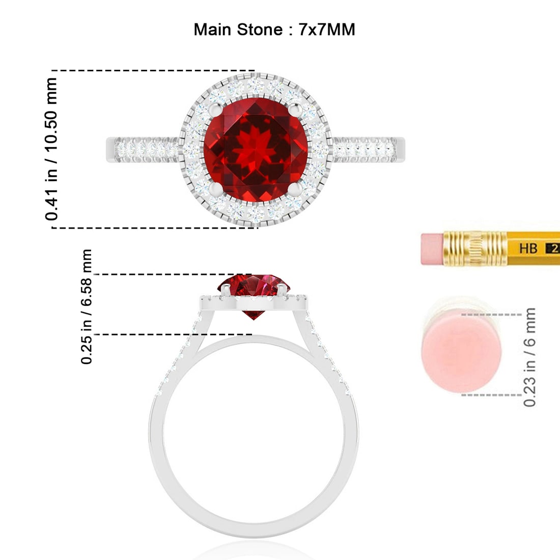 Natural Ruby Gemstone & Lab Grown Diamonds Silver Ring - 6