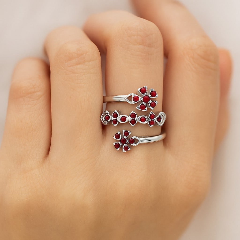 Natural Ruby Gemstone 92.5 Sterling Silver Ring - 3