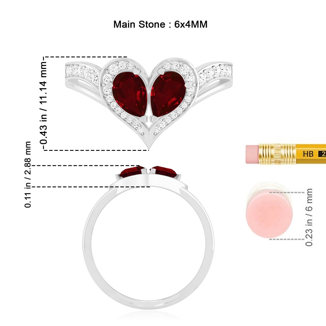 Natural Ruby Gemstone 92.5 Sterling Silver Ring - 7