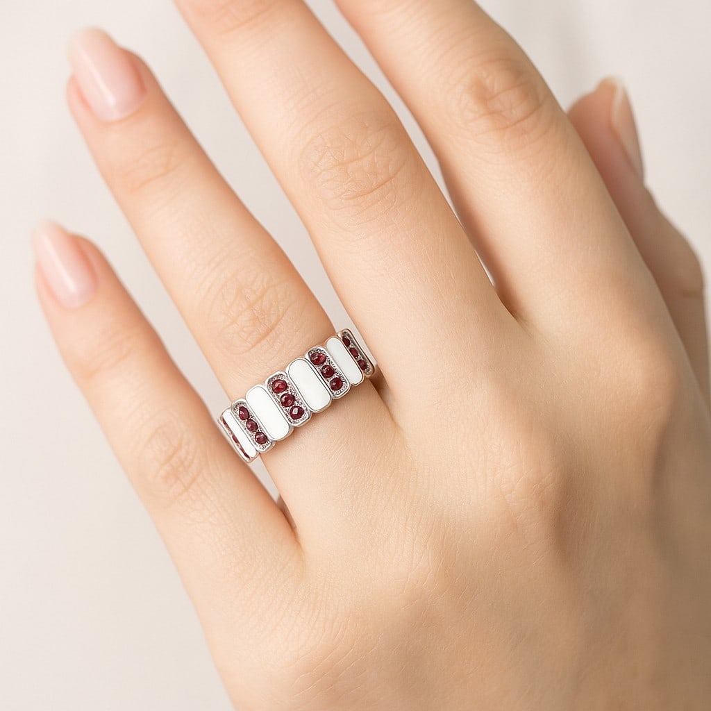 Natural Ruby Gemstone 92.5 Sterling Silver Ring - 3