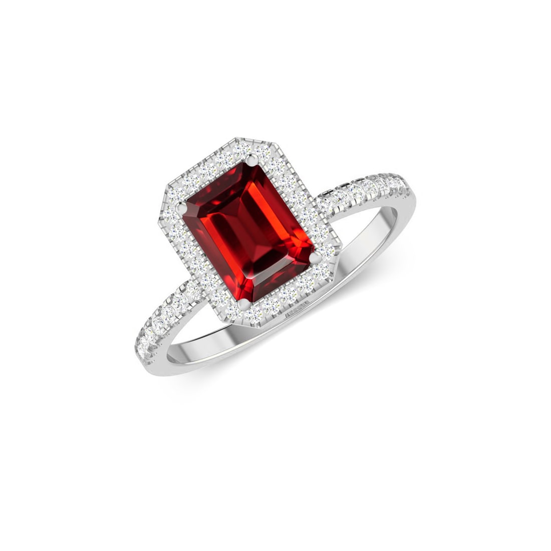Natural Ruby Gemstone & Lab Grown Diamonds Silver Ring - 2