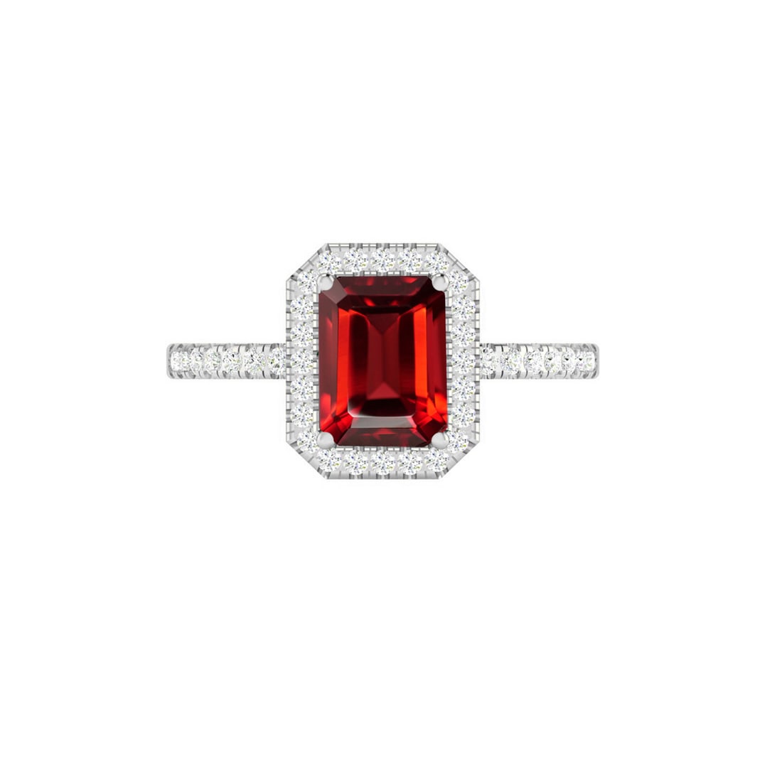 Natural Ruby Gemstone & Lab Grown Diamonds Silver Ring - 4