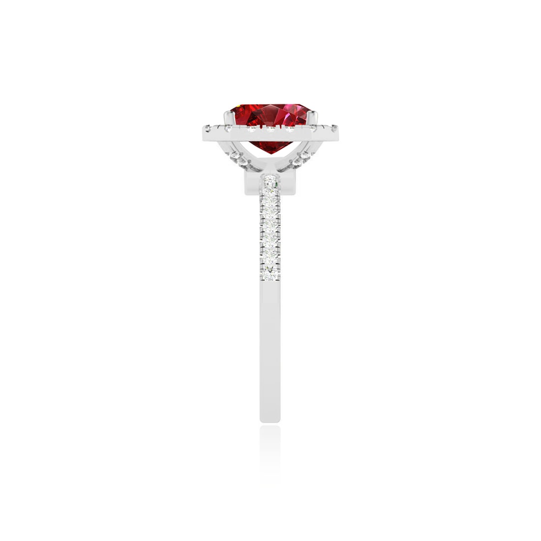Natural Ruby Gemstone & Lab Grown Diamonds Silver Ring - 5
