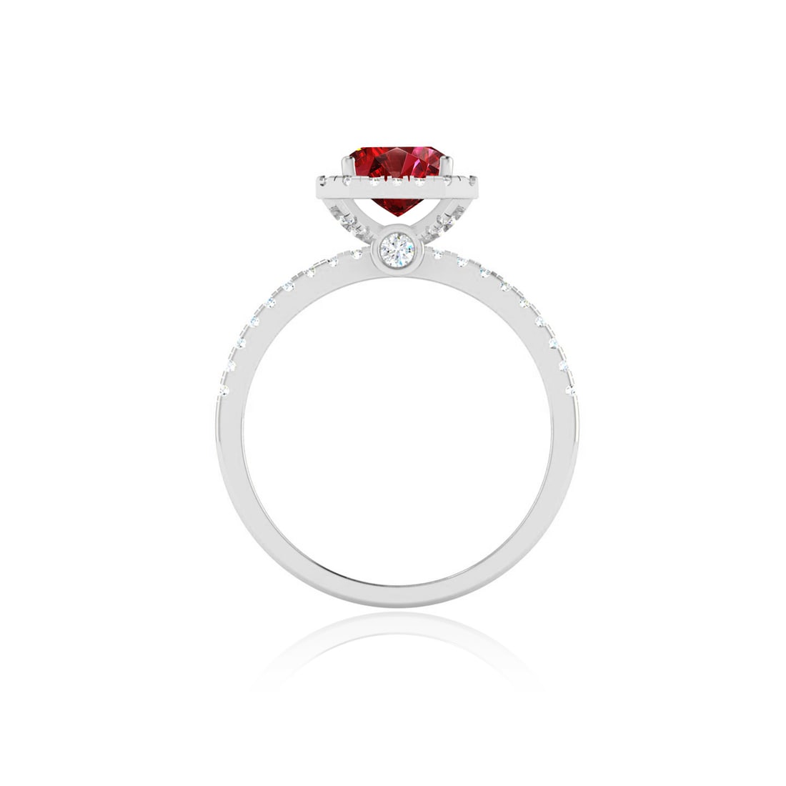 Natural Ruby Gemstone & Lab Grown Diamonds Silver Ring - 6