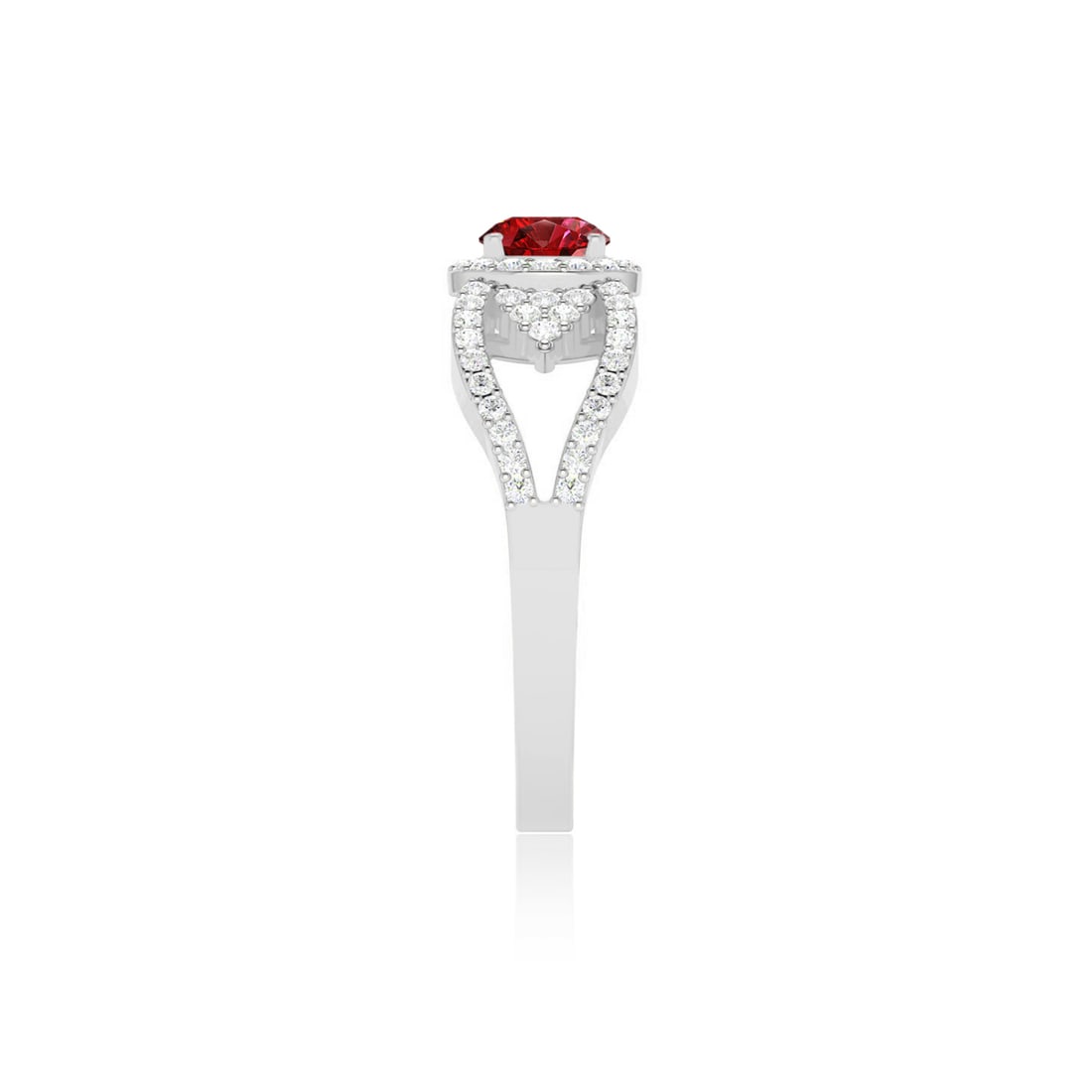 Natural Ruby Gemstone & Lab Grown Diamonds Silver Ring - 5