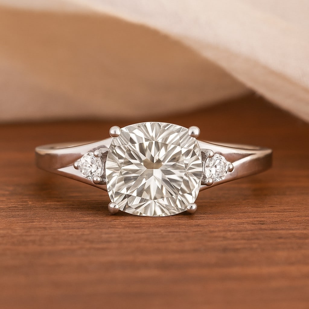 Lab Grown Diamond 92.5 Sterling Silver Ring: Lab Grown Diamond 92.5 Sterling Silver Ring Jewelry Type : Ring Gemstone : Lab Grown Diamond Gemstone Shape : Cushion Square Gemstone Size : 8 MM Gemstone Quantity : 1 Piece Diamond Type : <