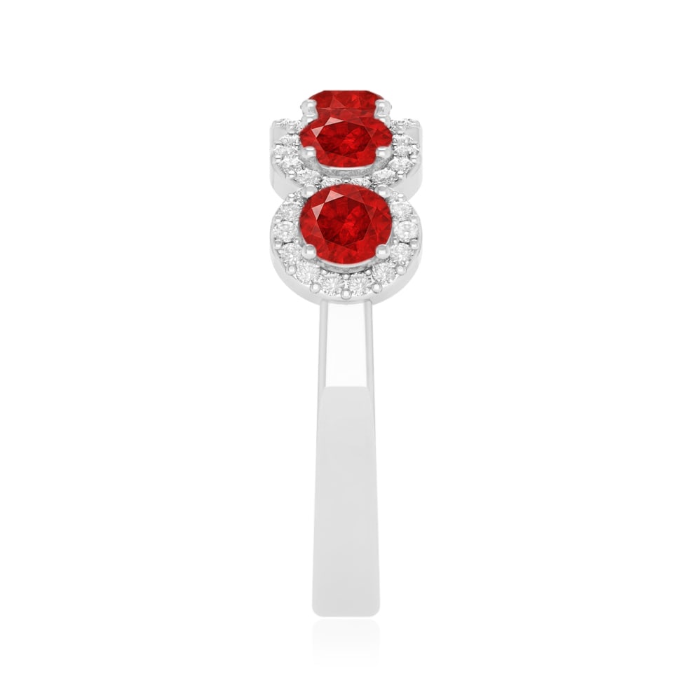 Natural Ruby Gemstone & Lab Grown Diamonds Silver Ring - 5