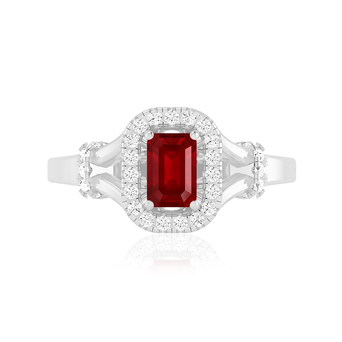 Natural Ruby Gemstone & Lab Grown Diamonds Silver Ring - 4